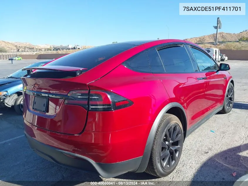 2023 Tesla Model X Dual Motor All-Wheel Drive/Standard Range VIN: 7SAXCDE51PF411701 Lot: 40050041