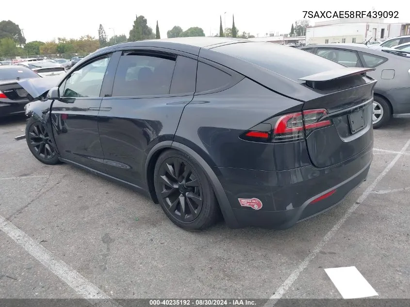 2024 Tesla Model X Long Range VIN: 7SAXCAE58RF439092 Lot: 40235192