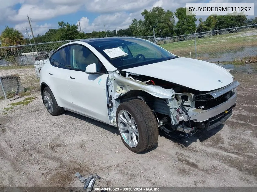 2021 Tesla Model Y VIN: 5YJYGDED9MF111297 Lot: 40418529