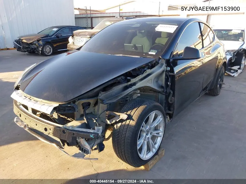 2021 Tesla Model Y Long Range Dual Motor All-Wheel Drive VIN: 5YJYGAEE9MF153900 Lot: 40445154