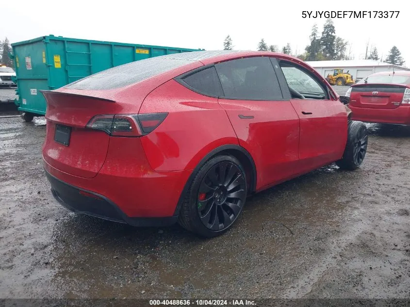 5YJYGDEF7MF173377 2021 Tesla Model Y Performance Dual Motor All-Wheel Drive