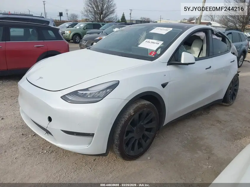 5YJYGDEE0MF244216 2021 Tesla Model Y Long Range Dual Motor All-Wheel Drive
