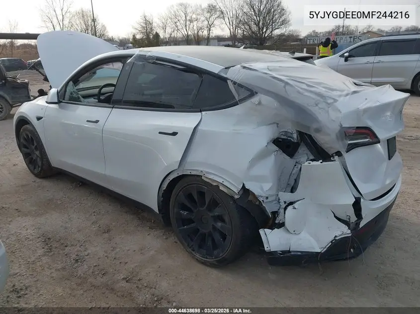 5YJYGDEE0MF244216 2021 Tesla Model Y Long Range Dual Motor All-Wheel Drive