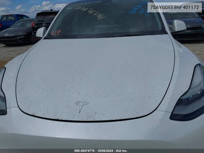 7SAYGDEE8NF401172 2022 Tesla Model Y