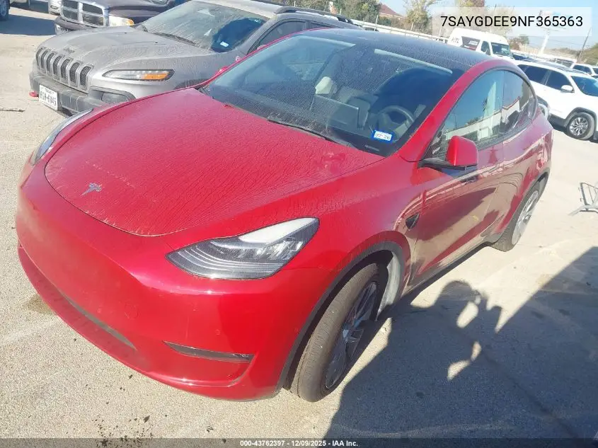 7SAYGDEE9NF365363 2022 Tesla Model Y Long Range Dual Motor All-Wheel Drive