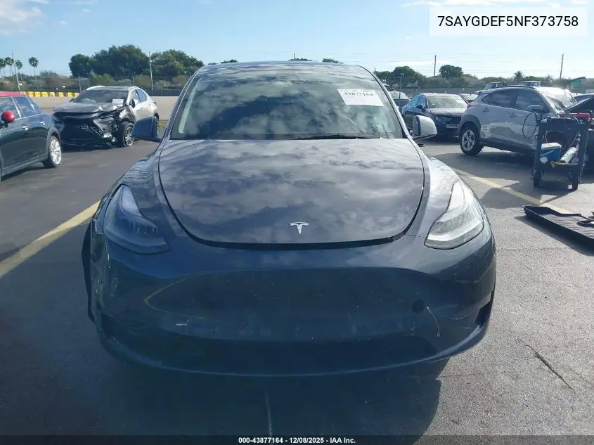 7SAYGDEF5NF373758 2022 Tesla Model Y Performance Dual Motor All-Wheel Drive