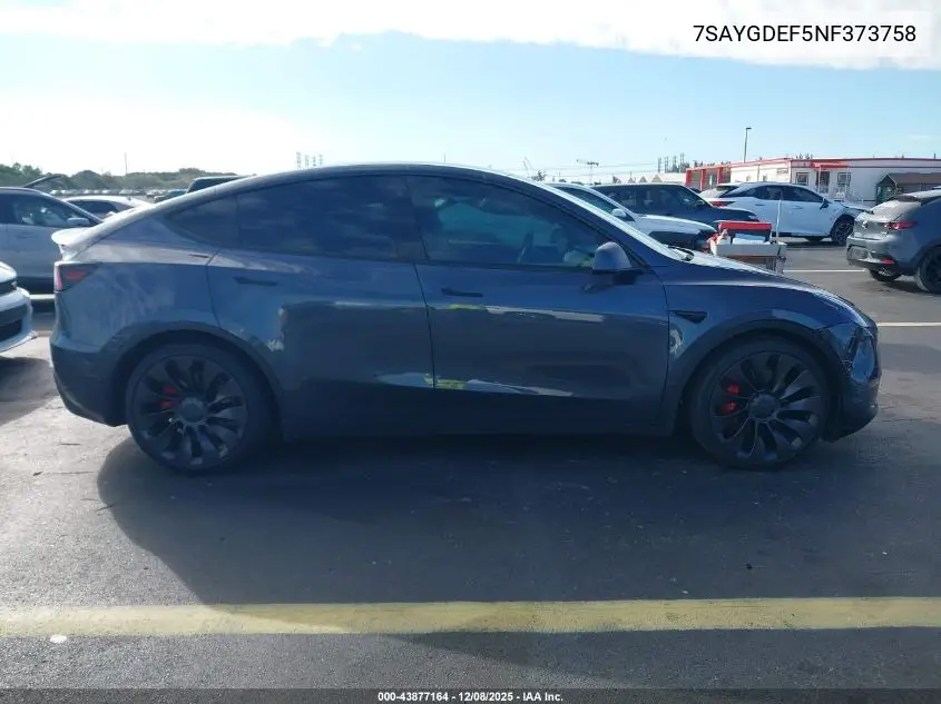 7SAYGDEF5NF373758 2022 Tesla Model Y Performance Dual Motor All-Wheel Drive