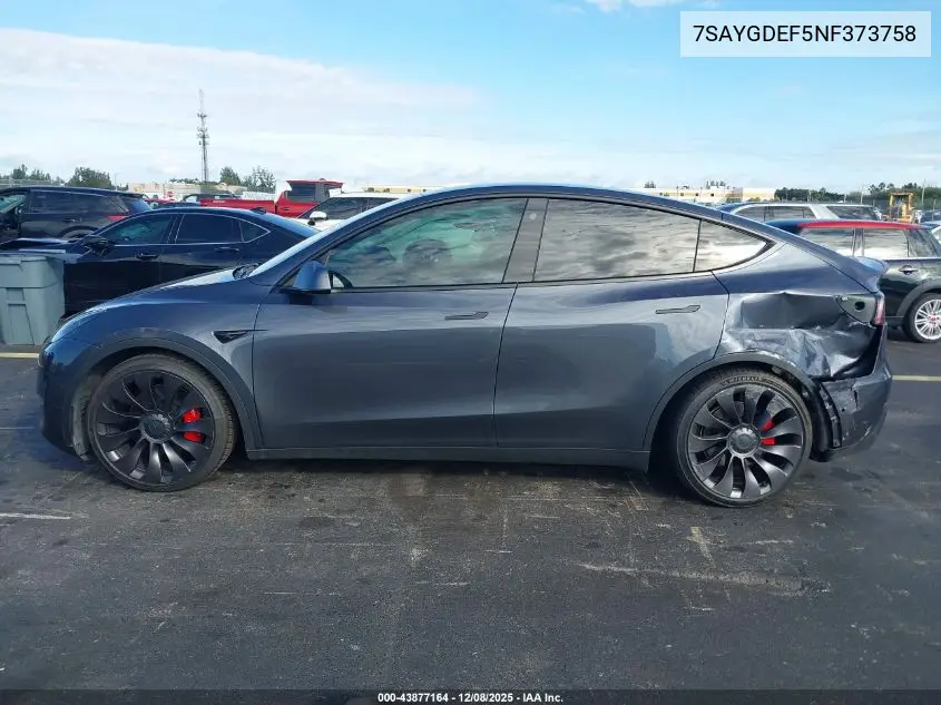 7SAYGDEF5NF373758 2022 Tesla Model Y Performance Dual Motor All-Wheel Drive