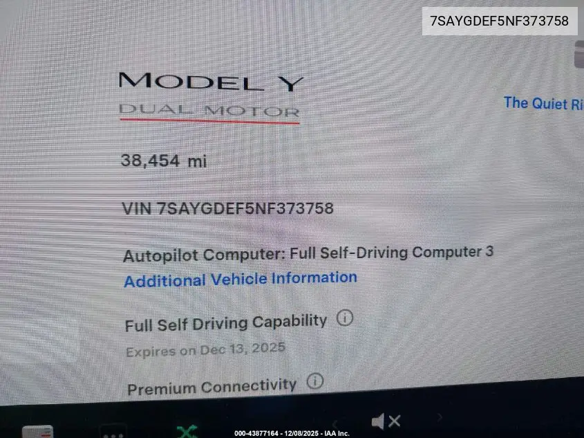 7SAYGDEF5NF373758 2022 Tesla Model Y Performance Dual Motor All-Wheel Drive