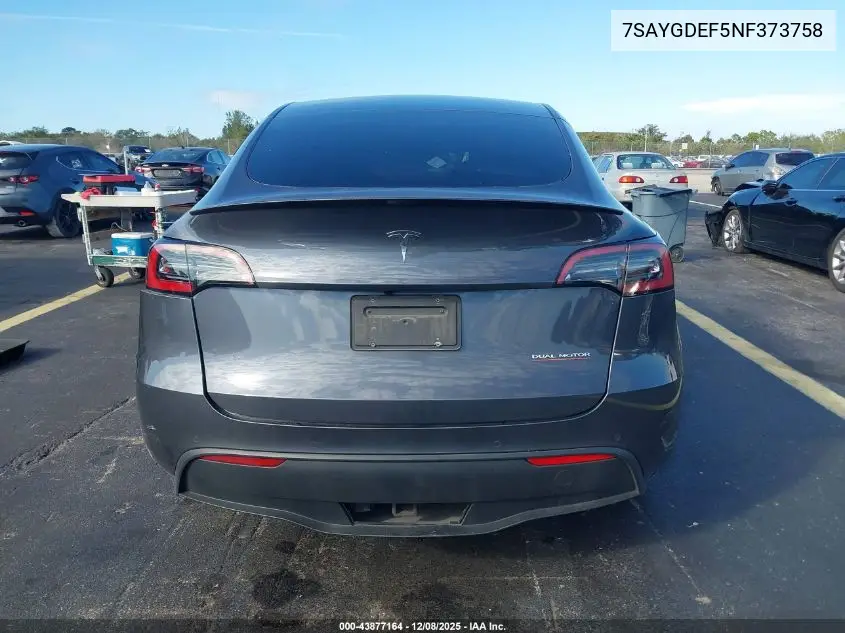 7SAYGDEF5NF373758 2022 Tesla Model Y Performance Dual Motor All-Wheel Drive