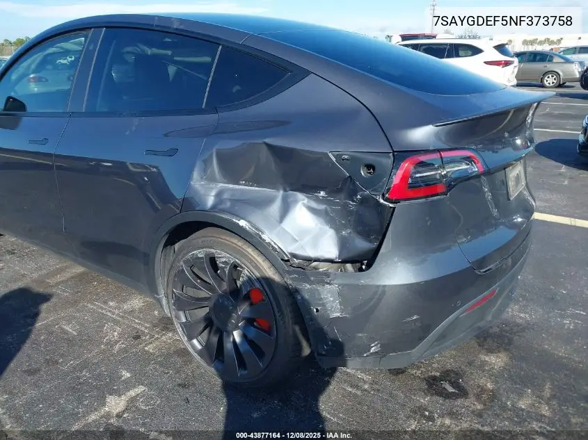 7SAYGDEF5NF373758 2022 Tesla Model Y Performance Dual Motor All-Wheel Drive