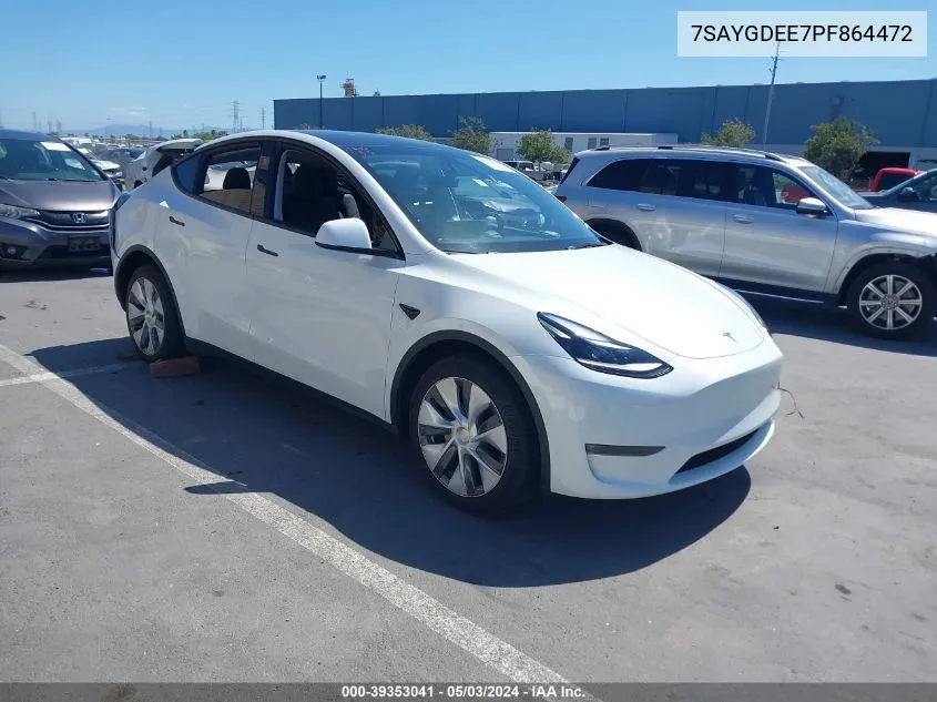 2023 Tesla Model Y Awd/Long Range Dual Motor All-Wheel Drive VIN: 7SAYGDEE7PF864472 Lot: 39353041