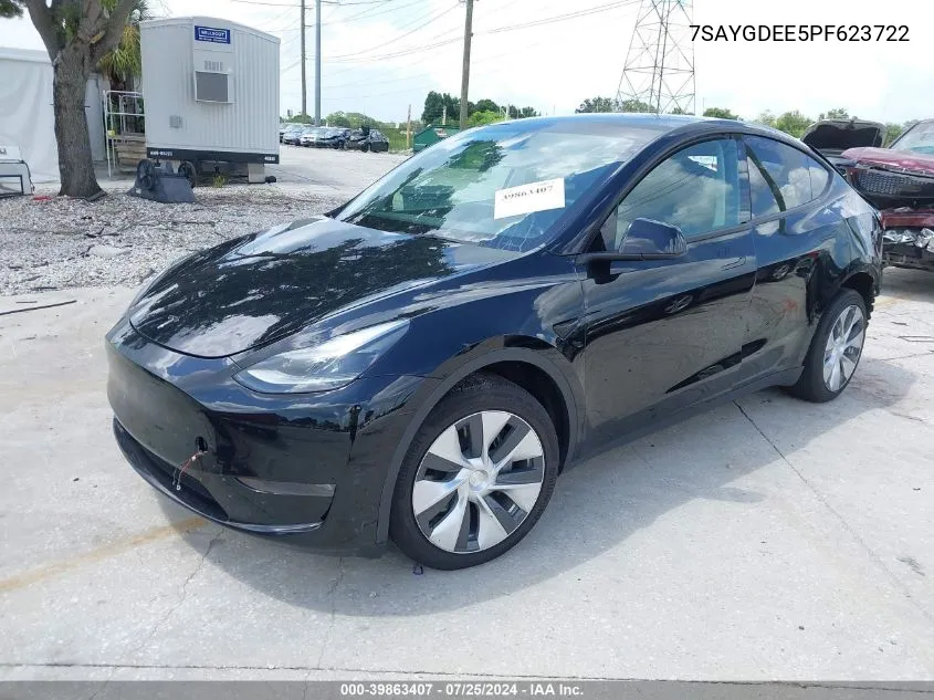 2023 Tesla Model Y Awd/Long Range Dual Motor All-Wheel Drive VIN: 7SAYGDEE5PF623722 Lot: 39863407