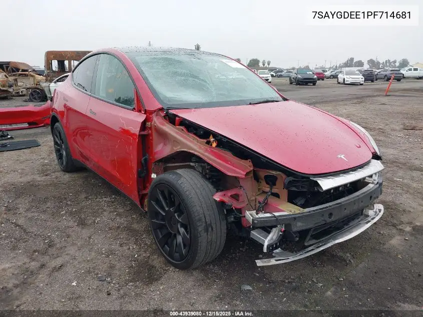 7SAYGDEE1PF714681 2023 Tesla Model Y Awd/Long Range Dual Motor All-Wheel Drive