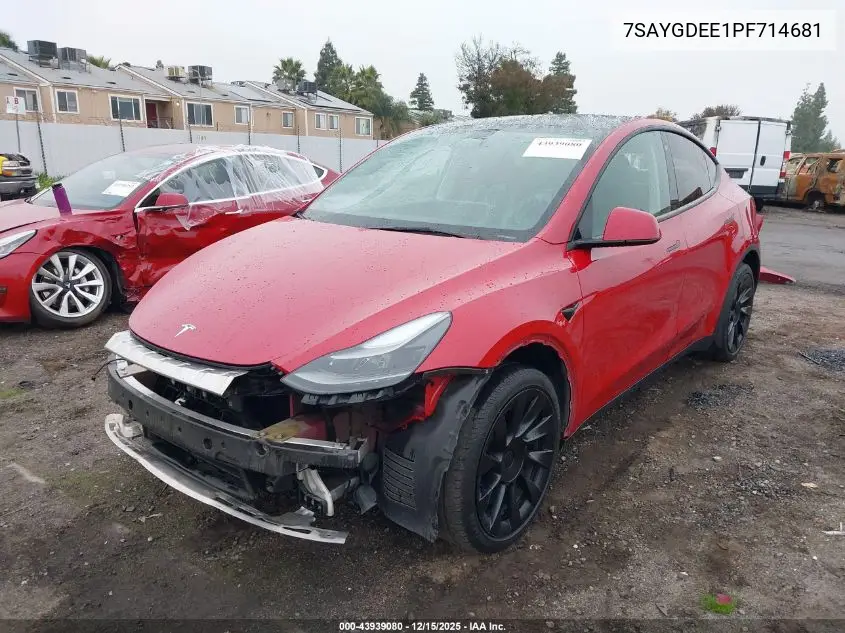7SAYGDEE1PF714681 2023 Tesla Model Y Awd/Long Range Dual Motor All-Wheel Drive