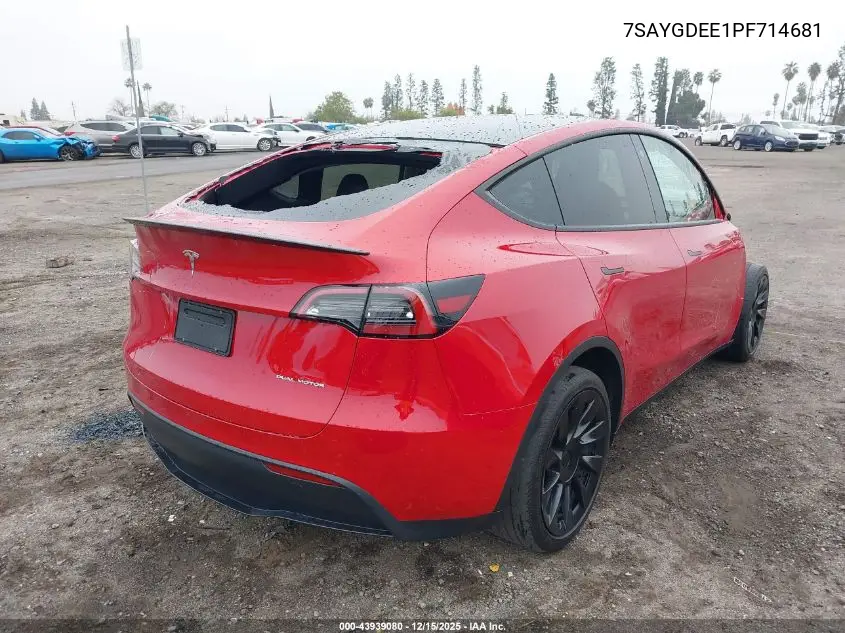 7SAYGDEE1PF714681 2023 Tesla Model Y Awd/Long Range Dual Motor All-Wheel Drive