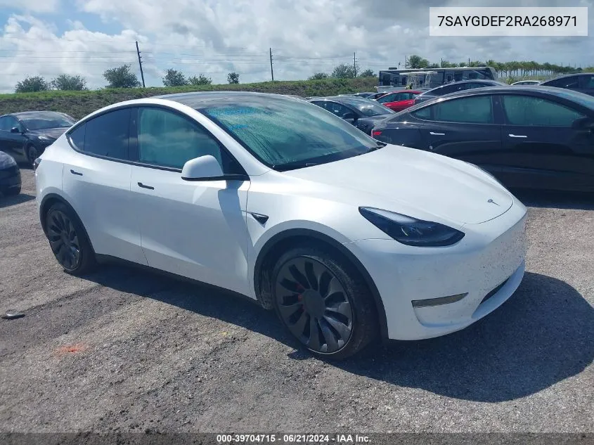 2024 Tesla Model Y Performance Dual Motor All-Wheel Drive VIN: 7SAYGDEF2RA268971 Lot: 39704715