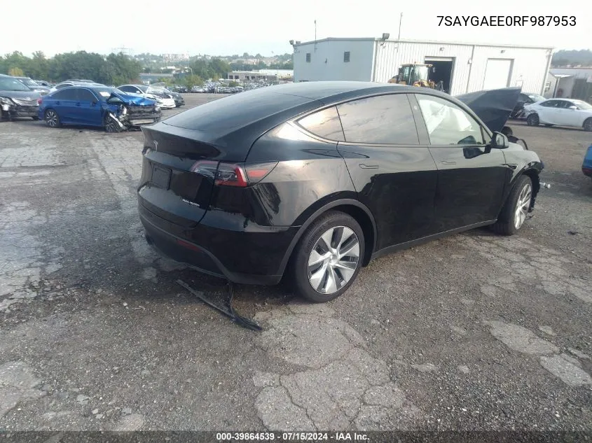 2024 Tesla Model Y Long Range Dual Motor All-Wheel Drive VIN: 7SAYGAEE0RF987953 Lot: 39864539