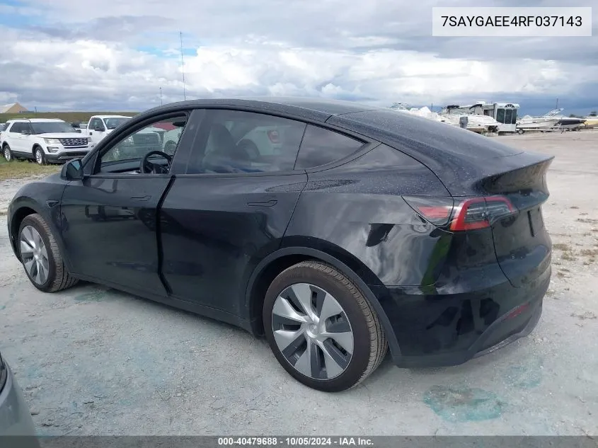 2024 Tesla Model Y VIN: 7SAYGAEE4RF037143 Lot: 40479688