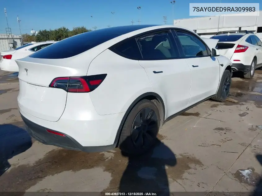 7SAYGDED9RA309983 2024 Tesla Model Y Long Range Dual Motor All-Wheel Drive/Rwd