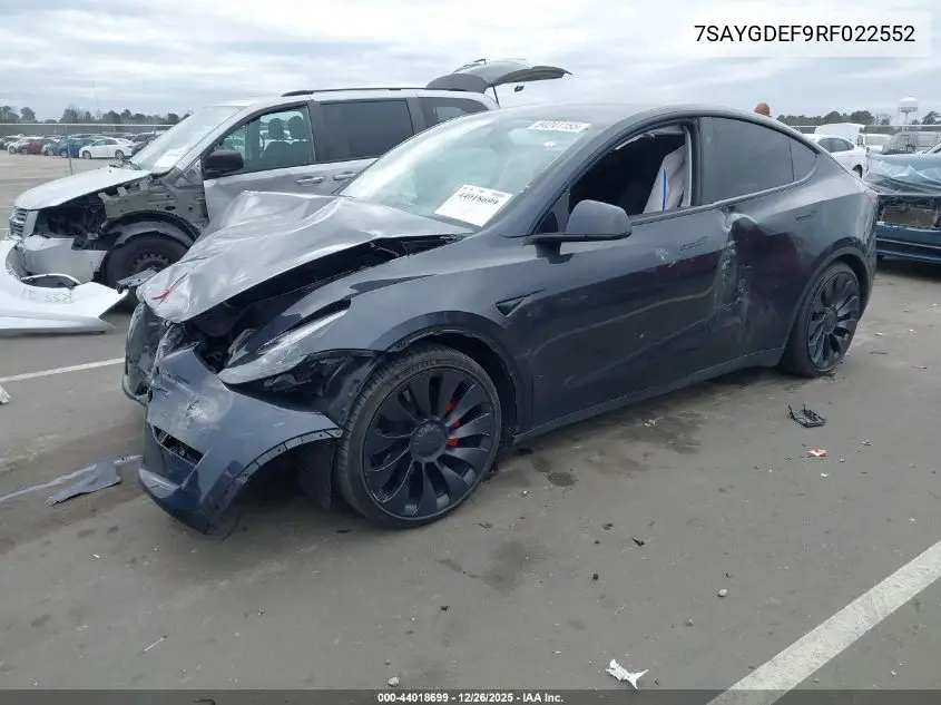 7SAYGDEF9RF022552 2024 Tesla Model Y Performance Dual Motor All-Wheel Drive