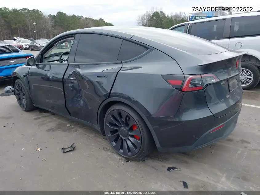 7SAYGDEF9RF022552 2024 Tesla Model Y Performance Dual Motor All-Wheel Drive
