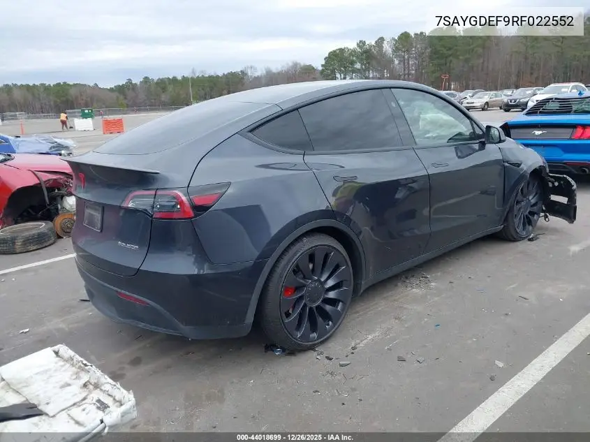 7SAYGDEF9RF022552 2024 Tesla Model Y Performance Dual Motor All-Wheel Drive