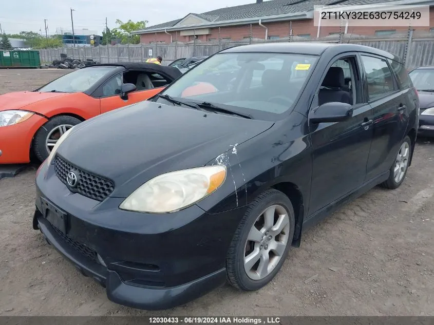 2003 Toyota Corolla Matrix Xrs VIN: 2T1KY32E63C754249 Lot: 12030433