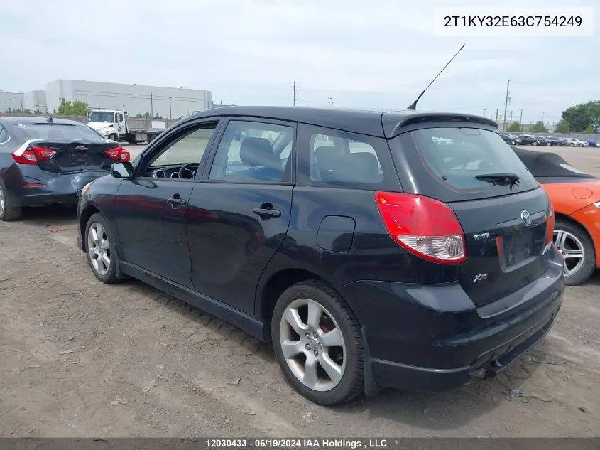 2003 Toyota Corolla Matrix Xrs VIN: 2T1KY32E63C754249 Lot: 12030433