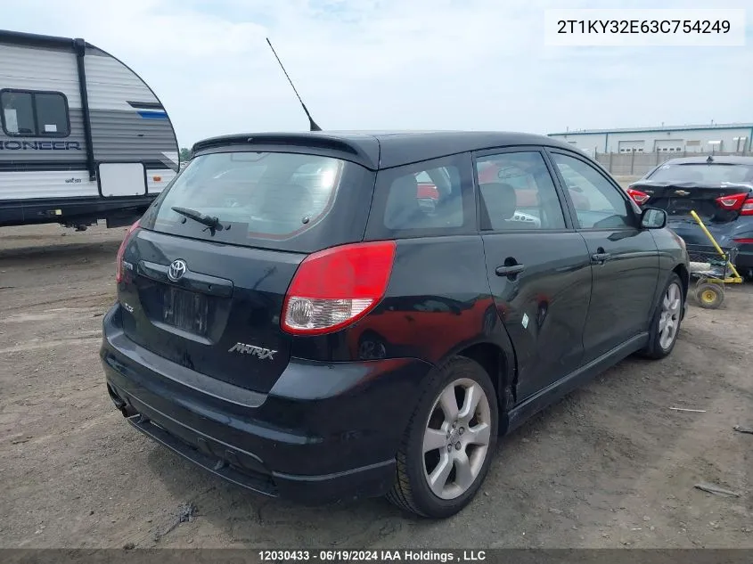 2003 Toyota Corolla Matrix Xrs VIN: 2T1KY32E63C754249 Lot: 12030433