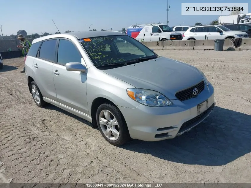 2003 Toyota Corolla Matrix Xr VIN: 2T1LR32E33C753884 Lot: 12050841