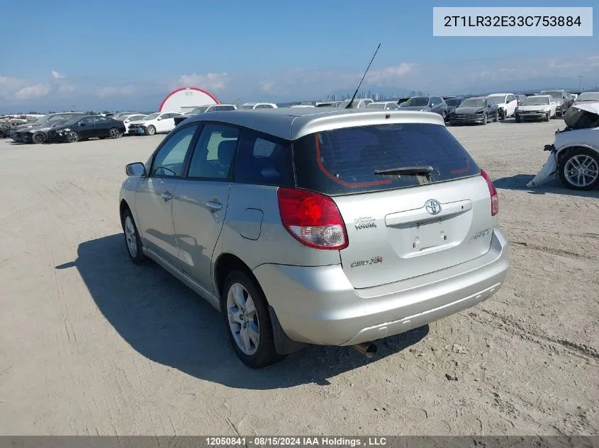 2003 Toyota Corolla Matrix Xr VIN: 2T1LR32E33C753884 Lot: 12050841