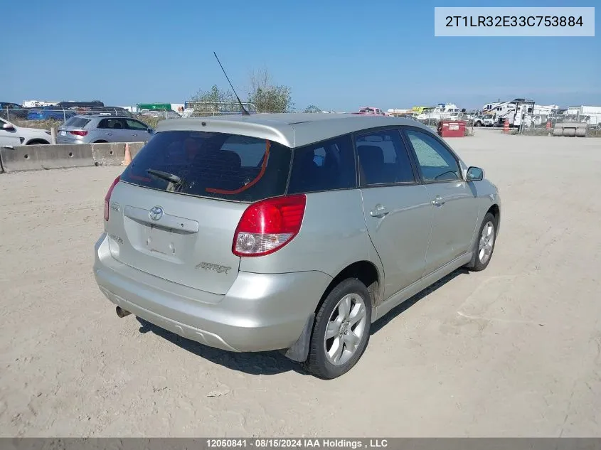 2003 Toyota Corolla Matrix Xr VIN: 2T1LR32E33C753884 Lot: 12050841