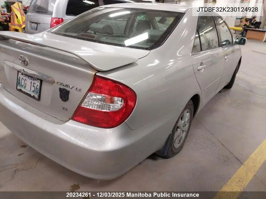 JTDBF32K230124928 2003 Toyota Camry Le V6 Le V6