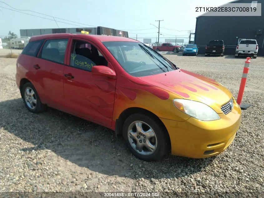 2003 Toyota Corolla Matrix Xr VIN: 2T1KR32E83C700819 Lot: 30041498