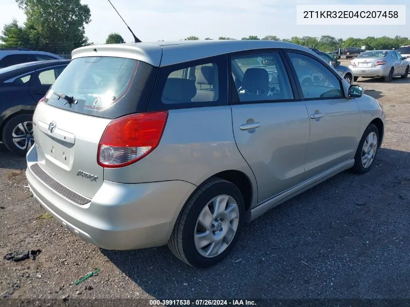 2004 Toyota Corolla Matrix Xr VIN: 2T1KR32E04C207458 Lot: 39917538