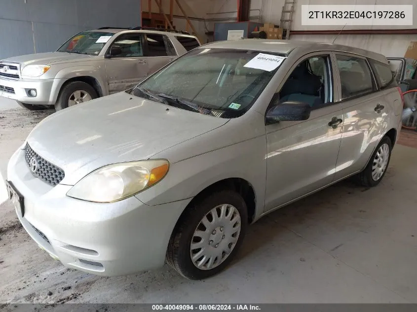 2004 Toyota Corolla Matrix Xr VIN: 2T1KR32E04C197286 Lot: 40049094