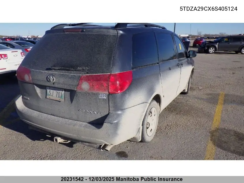 5TDZA29CX6S405124 2006 Toyota Sienna Ce V6