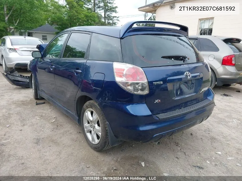 2007 Toyota Corolla Matrix Xr VIN: 2T1KR32E07C681592 Lot: 12028295