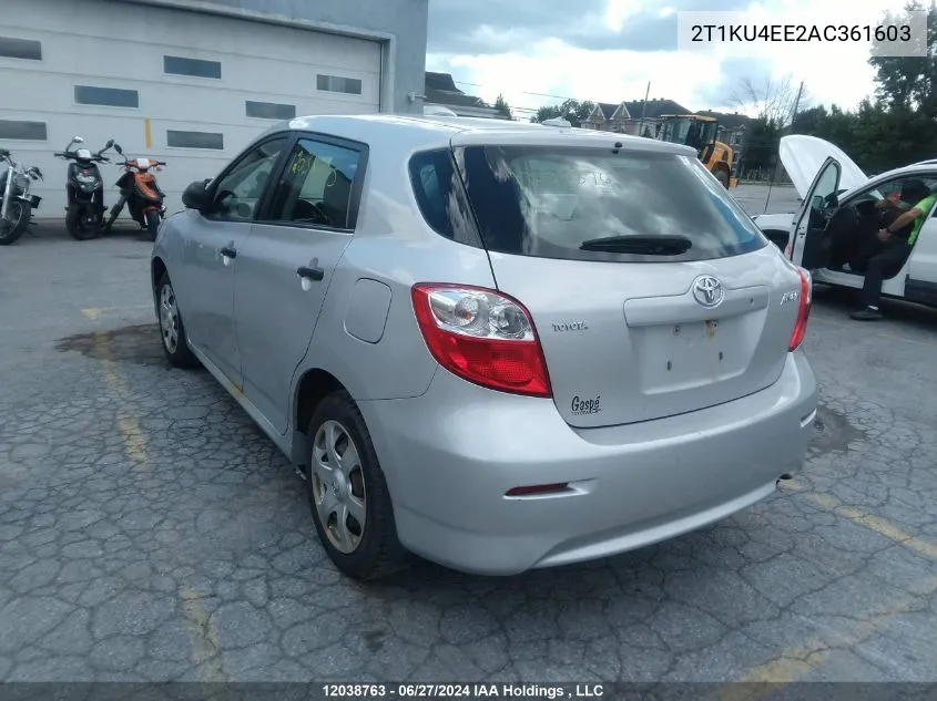 2010 Toyota Corolla Matrix VIN: 2T1KU4EE2AC361603 Lot: 12038763