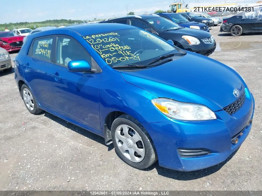 2010 Toyota Corolla Matrix S VIN: 2T1KE4EE7AC044381 Lot: 12042601