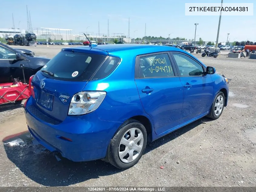 2010 Toyota Corolla Matrix S VIN: 2T1KE4EE7AC044381 Lot: 12042601