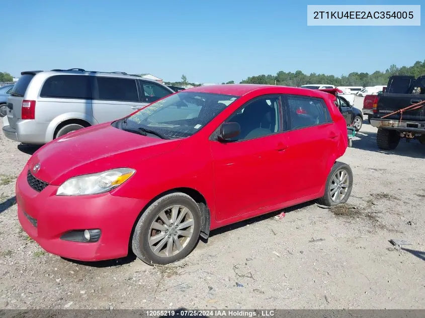 2010 Toyota Corolla Matrix VIN: 2T1KU4EE2AC354005 Lot: 12055219