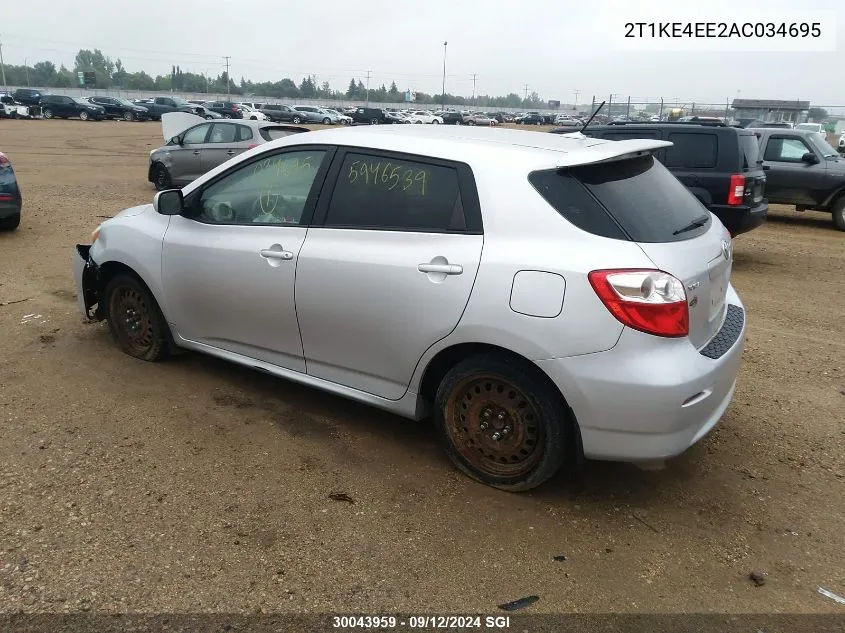 2010 Toyota Corolla Matrix S VIN: 2T1KE4EE2AC034695 Lot: 30043959