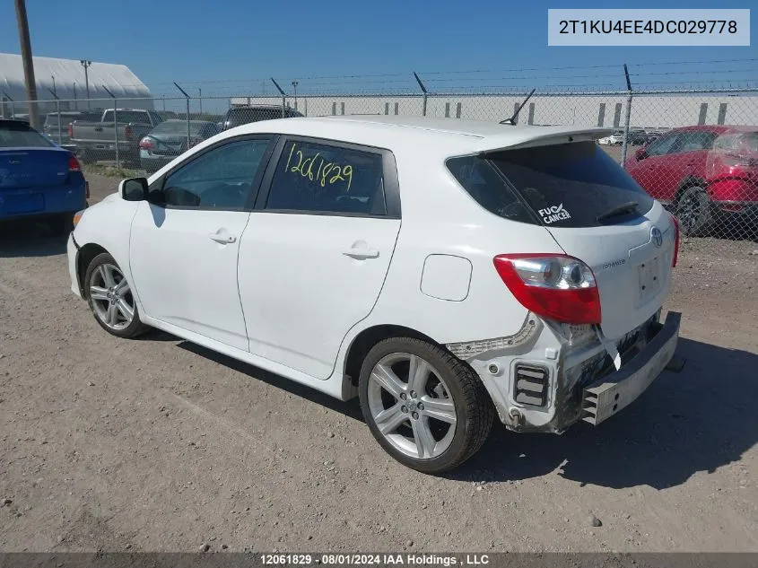 2013 Toyota Corolla Matrix VIN: 2T1KU4EE4DC029778 Lot: 12061829