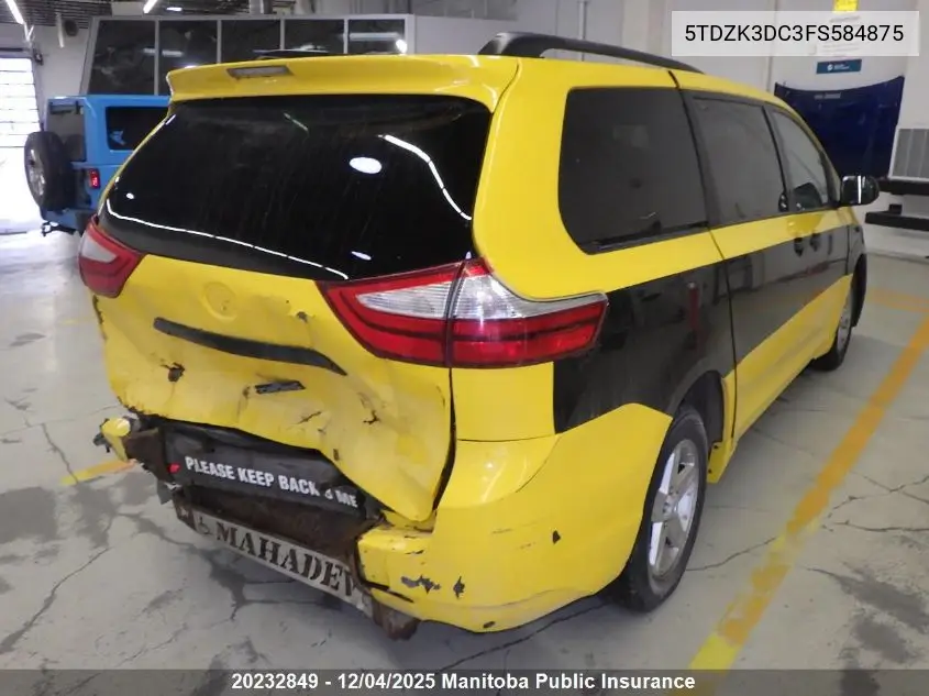 5TDZK3DC3FS584875 2015 Toyota Sienna Ce V6