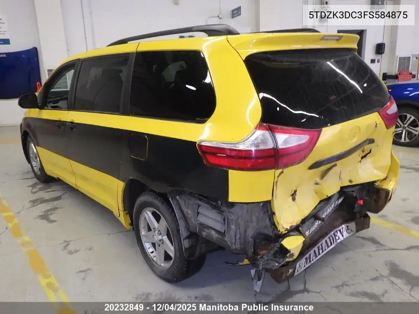 5TDZK3DC3FS584875 2015 Toyota Sienna Ce V6