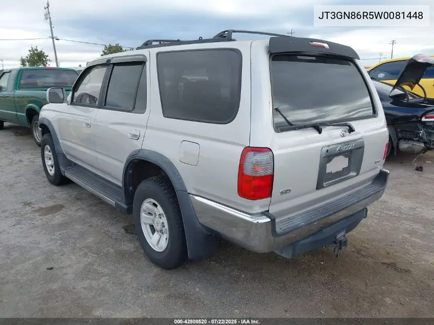 1998 Toyota 4Runner Sr5 V6 VIN: JT3GN86R5W0081448 Lot: 42808520