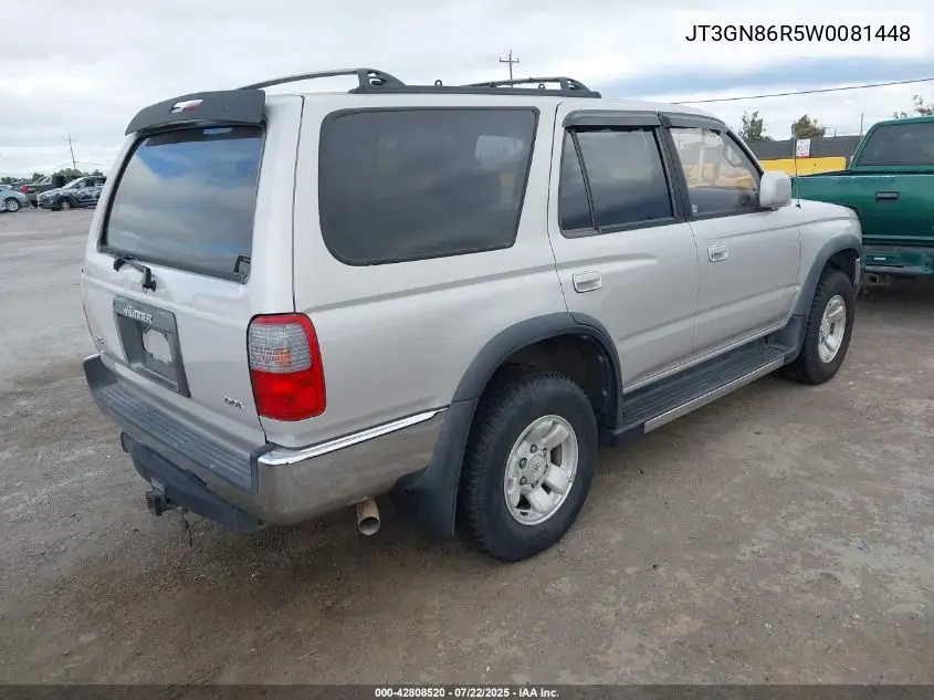 1998 Toyota 4Runner Sr5 V6 VIN: JT3GN86R5W0081448 Lot: 42808520