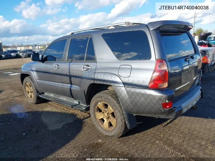 JTEBU14R740040038 2004 Toyota 4Runner Sr5 Sport V6